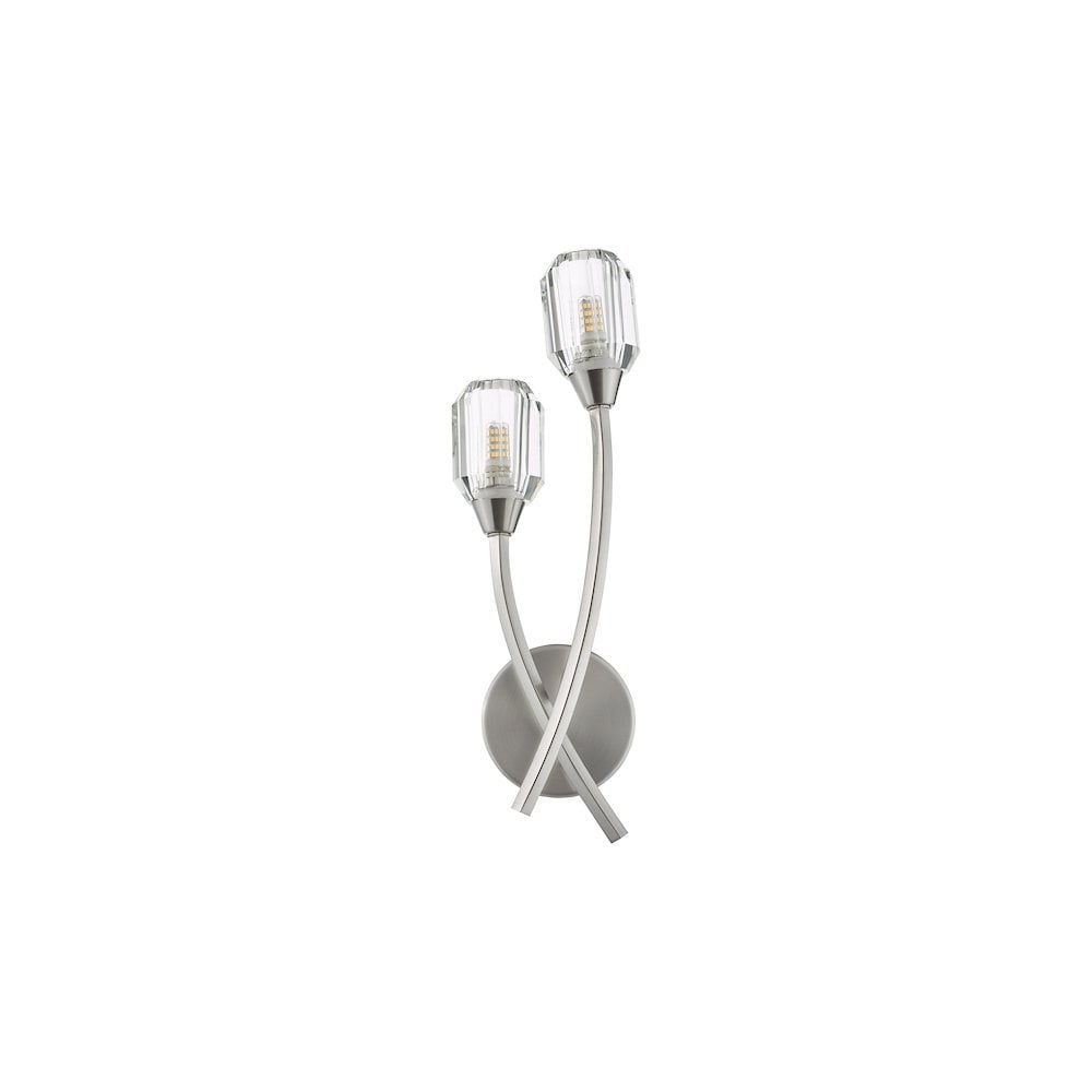 ZON0938 Zonda 2 Light Wall Light Brushed Nickel and Crystal