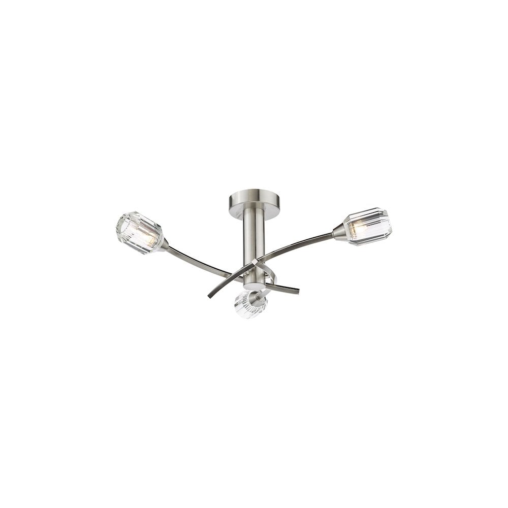 ZON5338 Zonda 3 Light Semi-Flush Brushed Nickel and Crystal