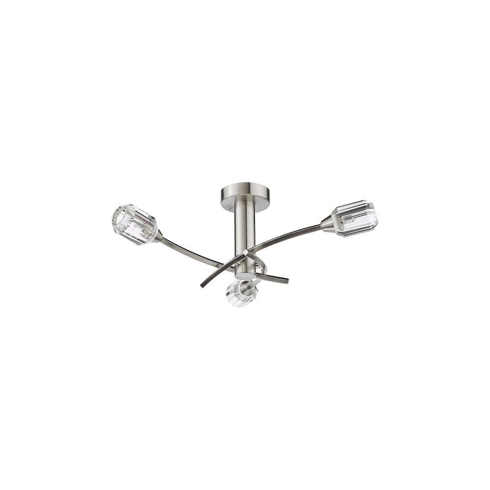 ZON5338 Zonda 3 Light Semi-Flush Brushed Nickel and Crystal