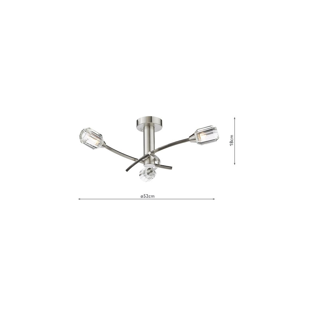 ZON5338 Zonda 3 Light Semi-Flush Brushed Nickel and Crystal