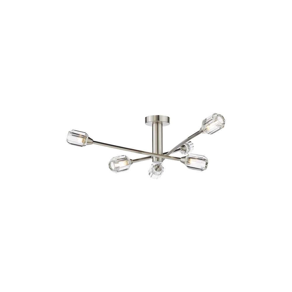 ZON6438 Zonda 6 Light Semi-Flush Brushed Nickel and Crystal