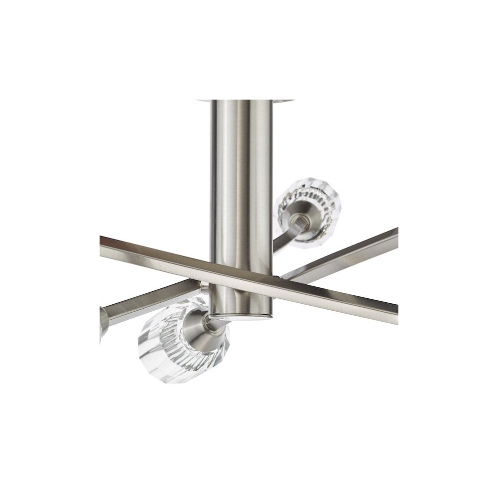 ZON6438 Zonda 6 Light Semi-Flush Brushed Nickel and Crystal