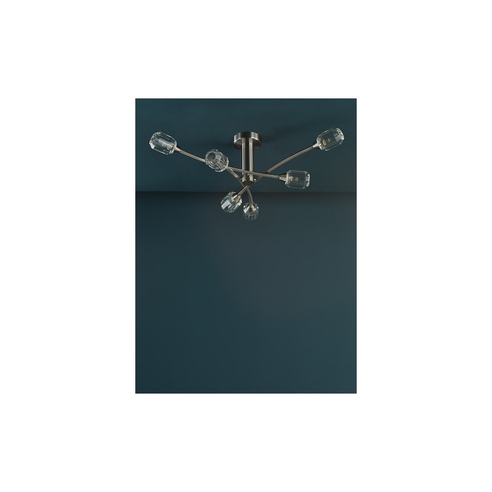 ZON6438 Zonda 6 Light Semi-Flush Brushed Nickel and Crystal