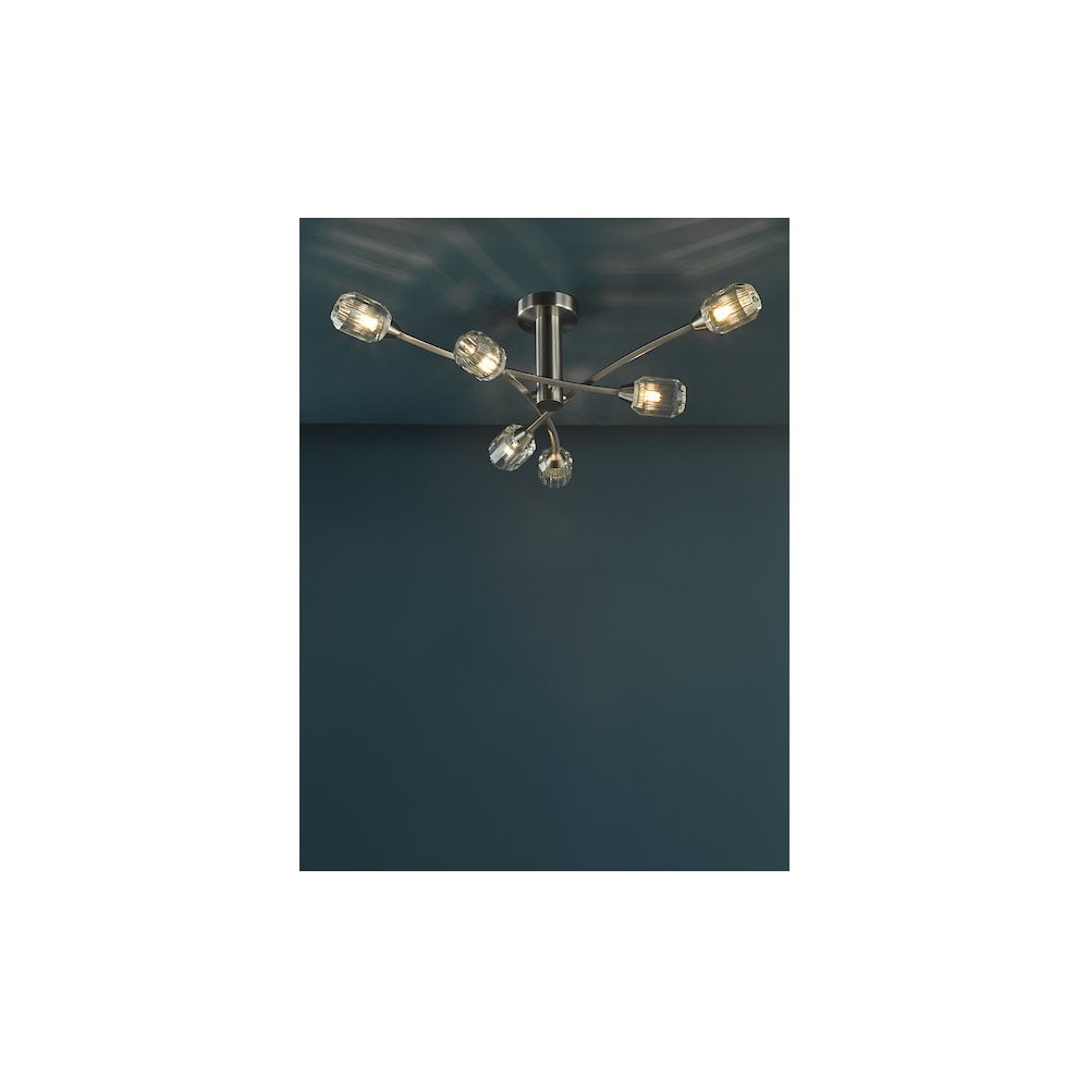 ZON6438 Zonda 6 Light Semi-Flush Brushed Nickel and Crystal