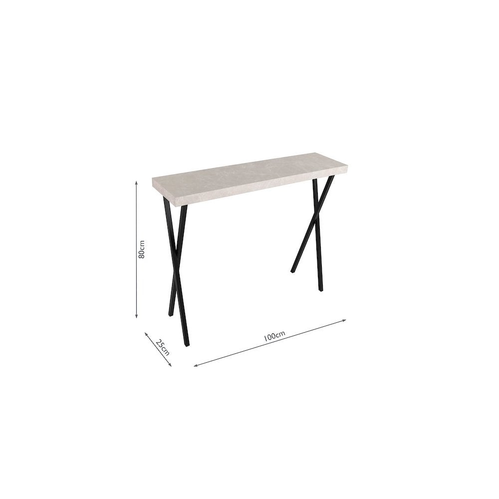 001DAT003 Data Console Table Light Grey Marble Effect