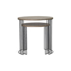 001DRU001 Drum Nest of 2 Round Tables Oak Effect