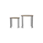 001DRU001 Drum Nest of 2 Round Tables Oak Effect