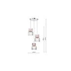 AUB0303 Auberta 3 Light Cluster Pendant Polished Chrome and Pink Ribbed Glass