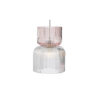 AUB0303 Auberta 3 Light Cluster Pendant Polished Chrome and Pink Ribbed Glass
