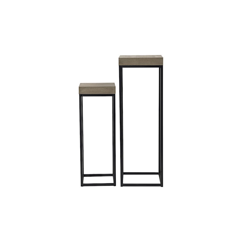 001FAB001 Fabio Nest of 2 Plant Stand Oak Style Effect
