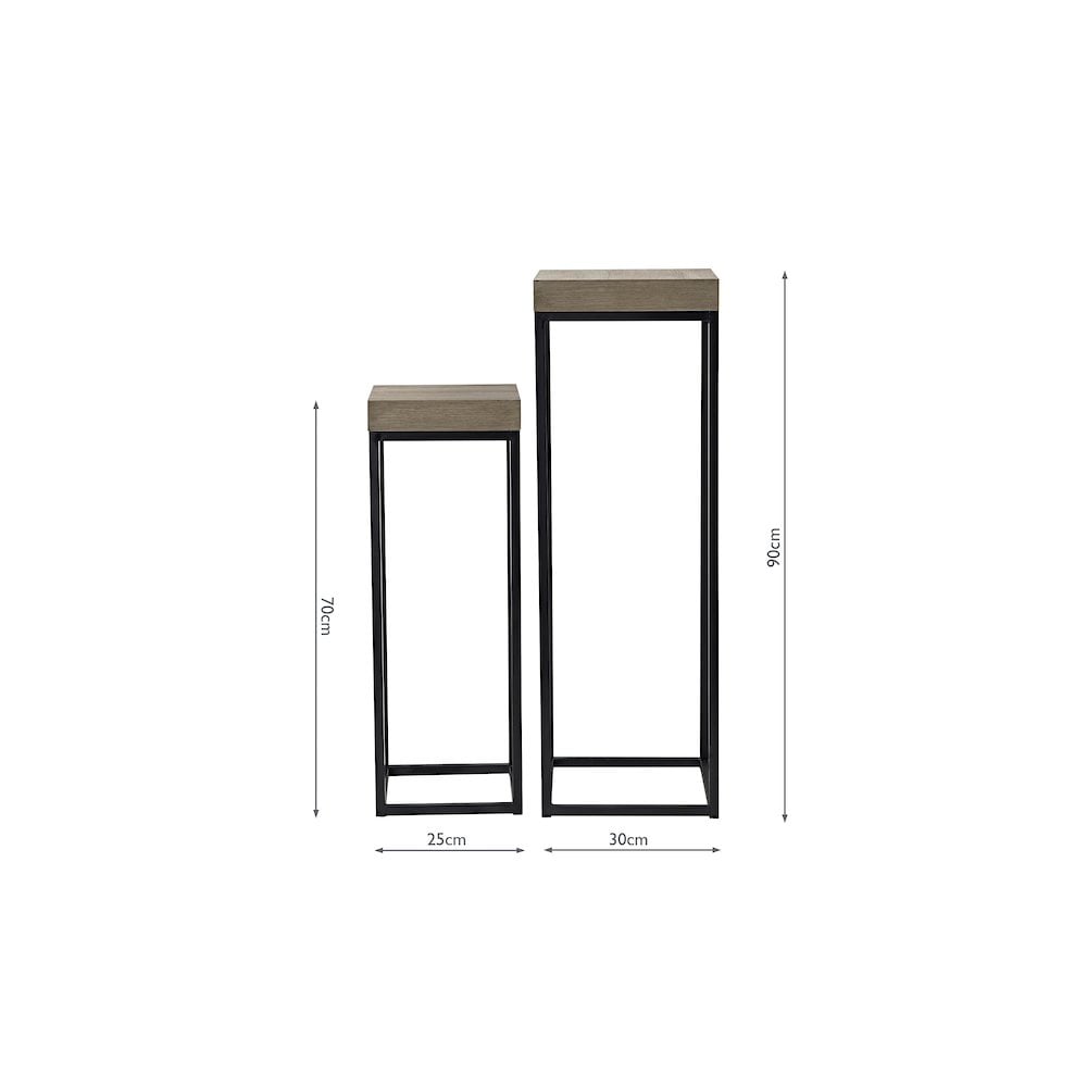 001FAB001 Fabio Nest of 2 Plant Stand Oak Style Effect