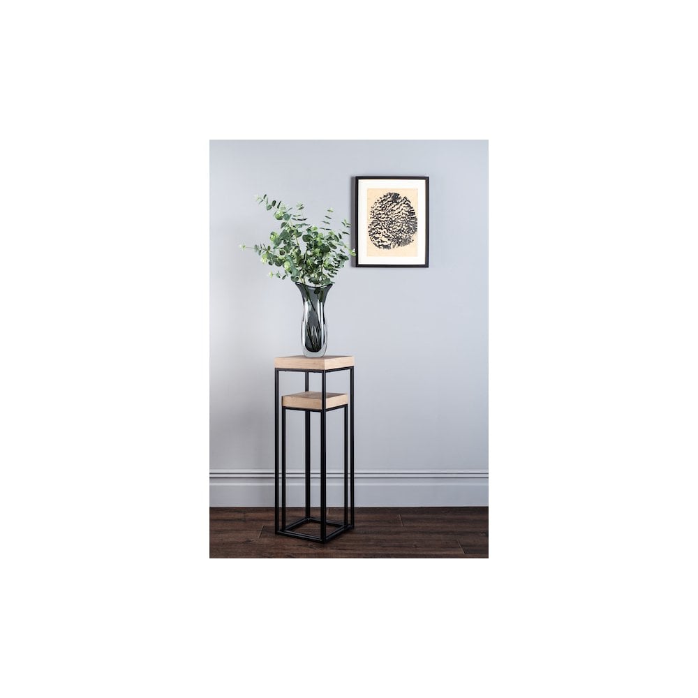 001FAB001 Fabio Nest of 2 Plant Stand Oak Style Effect