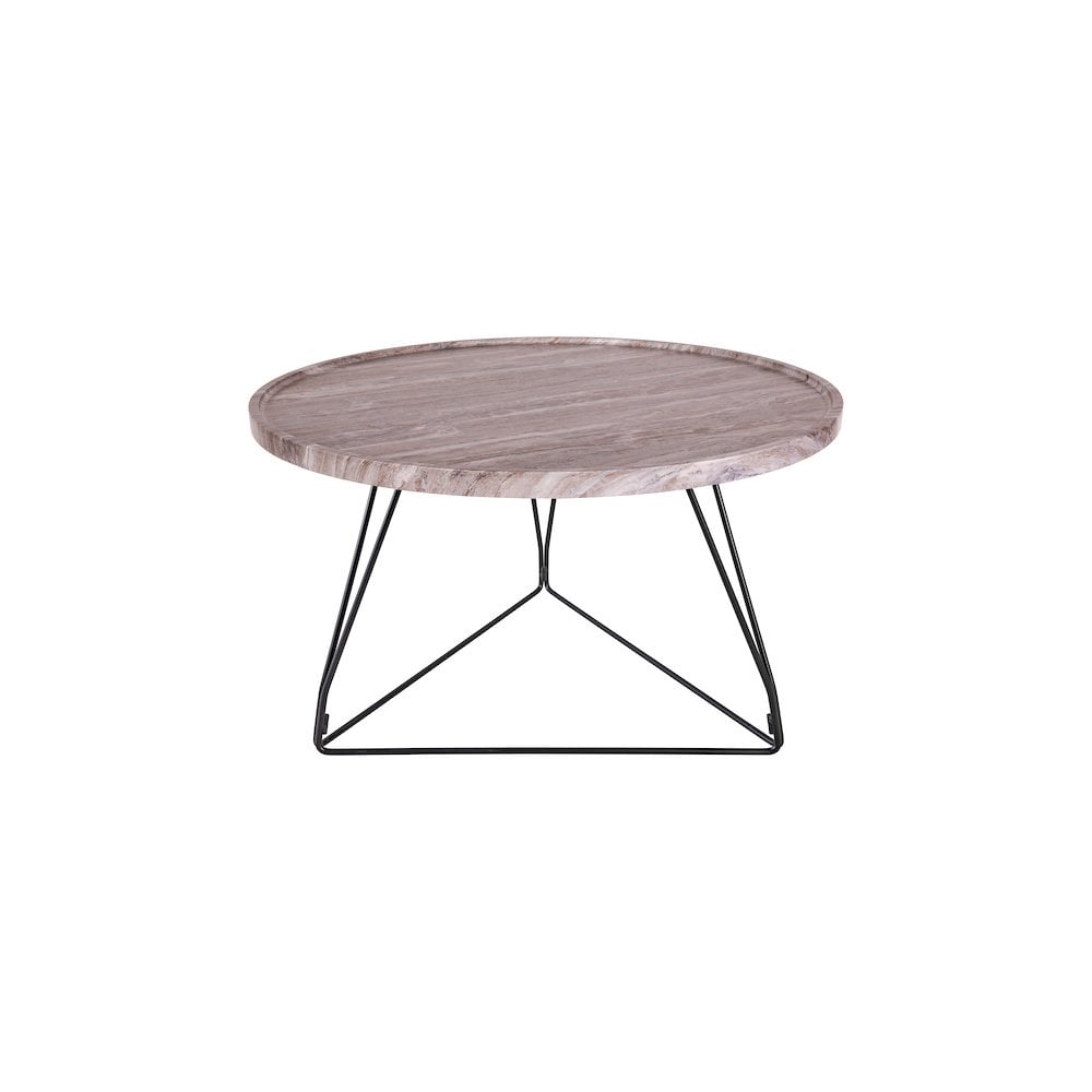 001MIG001 Miguel Coffee Table Brown Stone Veneer and Matt Black