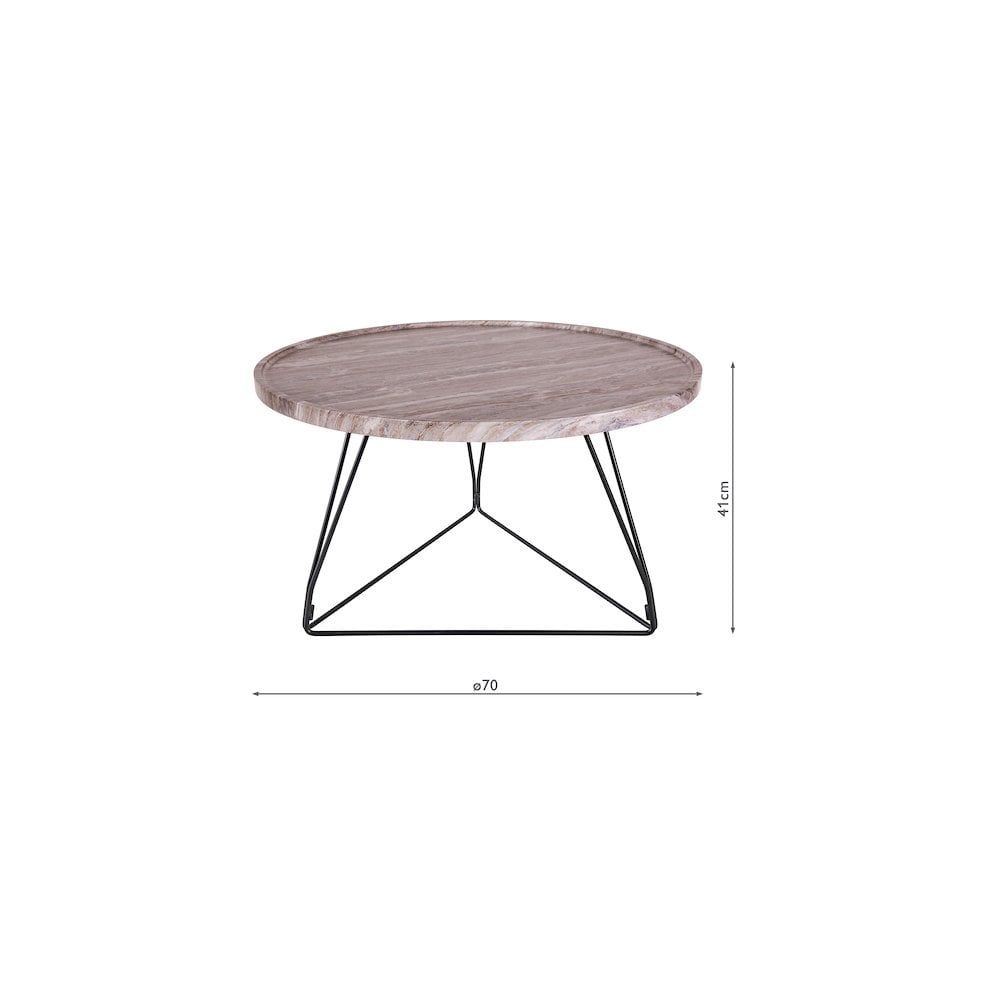 001MIG001 Miguel Coffee Table Brown Stone Veneer and Matt Black