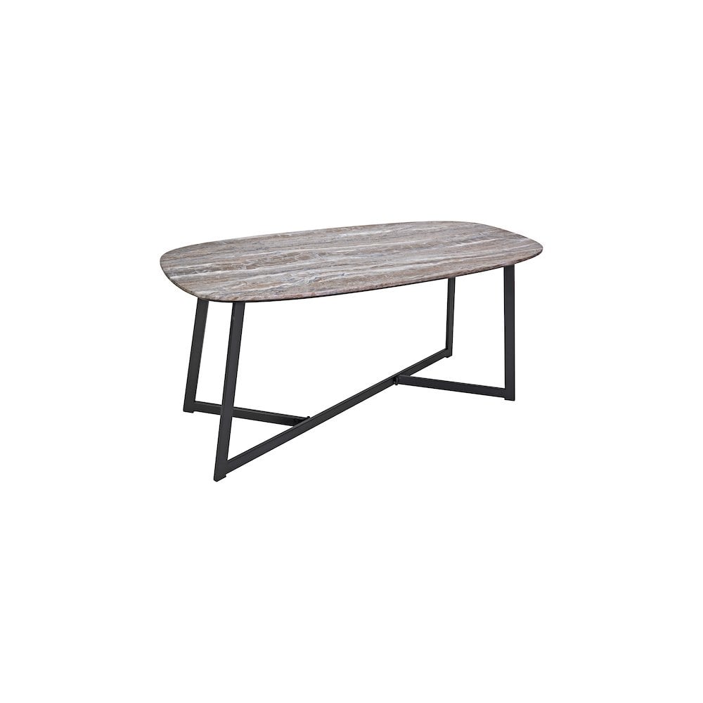 001PAV001 Pavlos Coffee Table Brown Stone Veneer and Matt Black