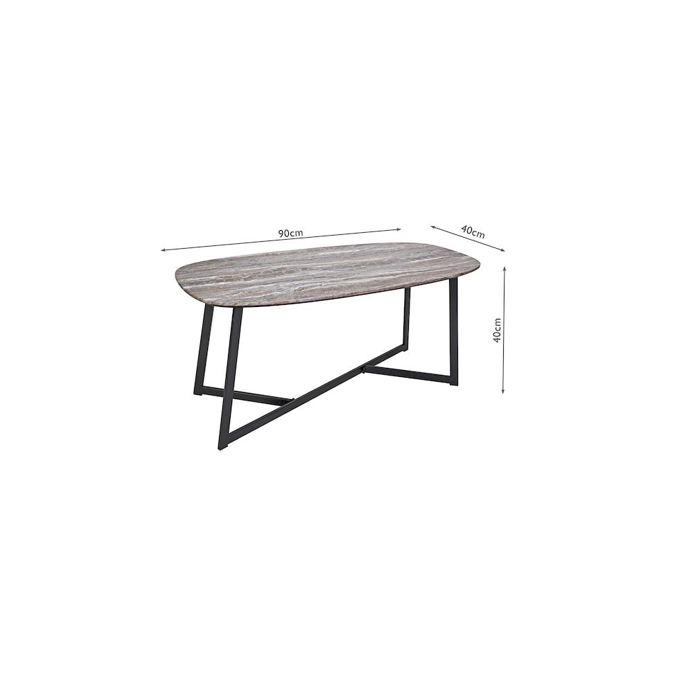 001PAV001 Pavlos Coffee Table Brown Stone Veneer and Matt Black
