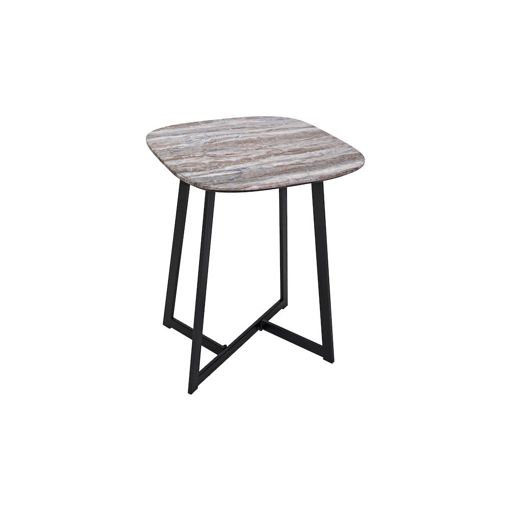 001PAV002 Pavlos Side Table Brown Stone Veneer and Matt Black