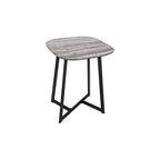 001PAV002 Pavlos Side Table Brown Stone Veneer and Matt Black
