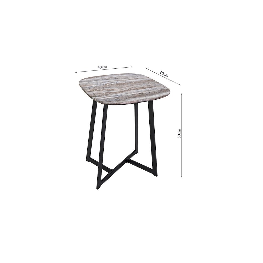 001PAV002 Pavlos Side Table Brown Stone Veneer and Matt Black