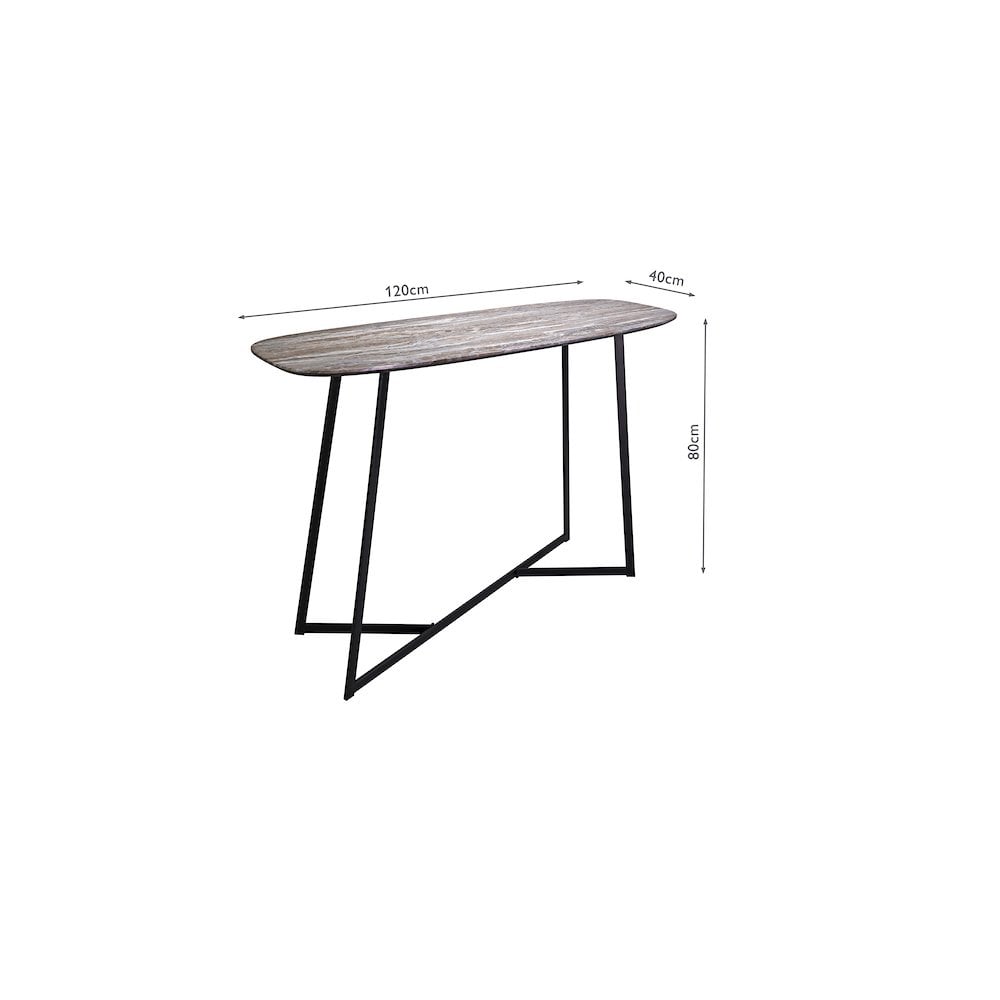 001PAV003 Pavlos Console Table Brown Stone Veneer and Matt Black