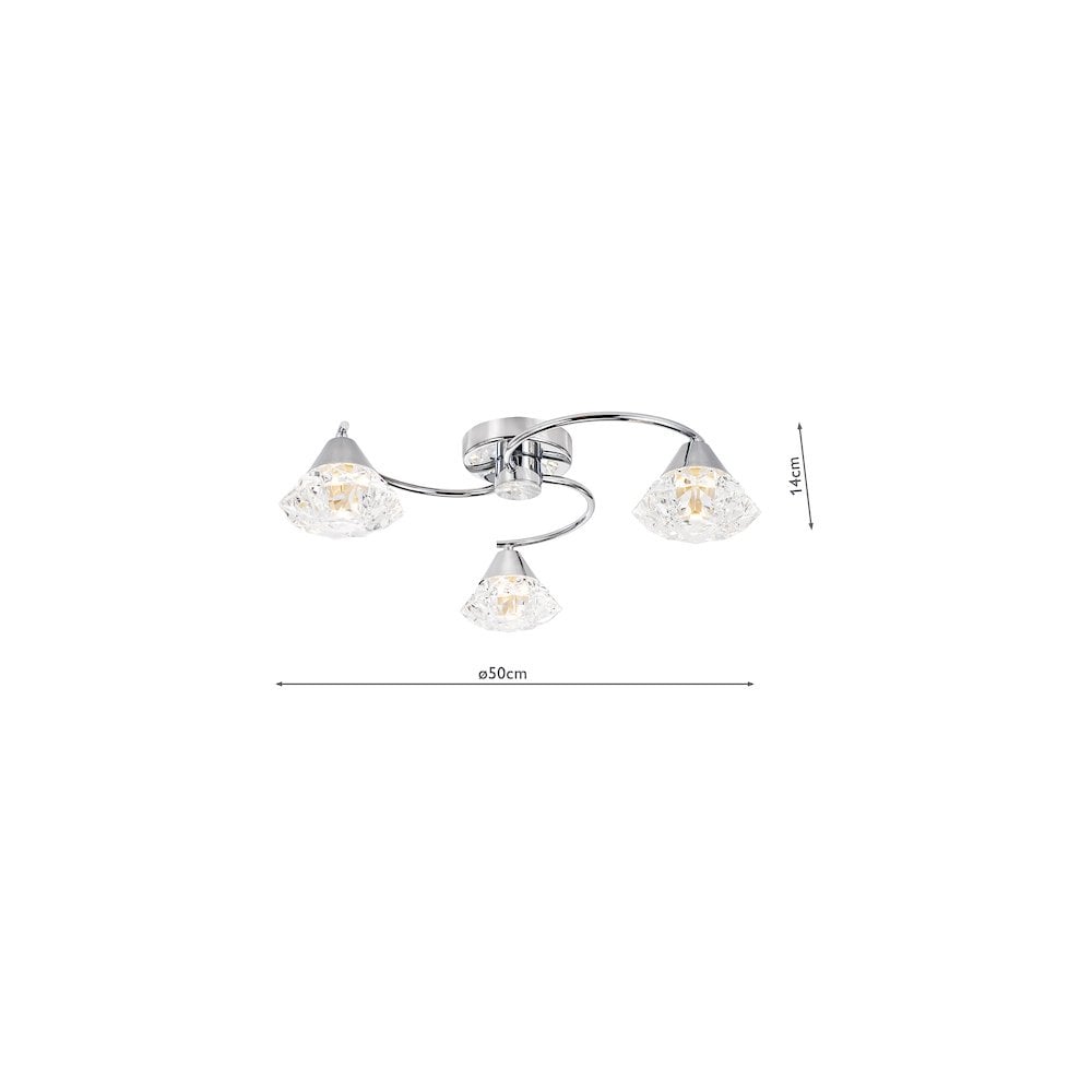 DIL5350 Dilys 3 Light Semi-Flush Polished Chrome