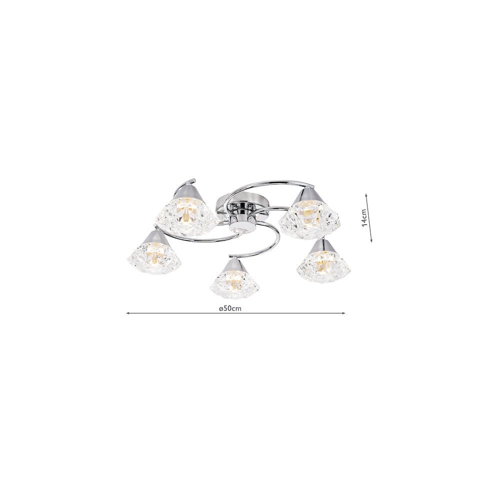 DIL5450 Dilys 5 Light Semi-Flush Polished Chrome