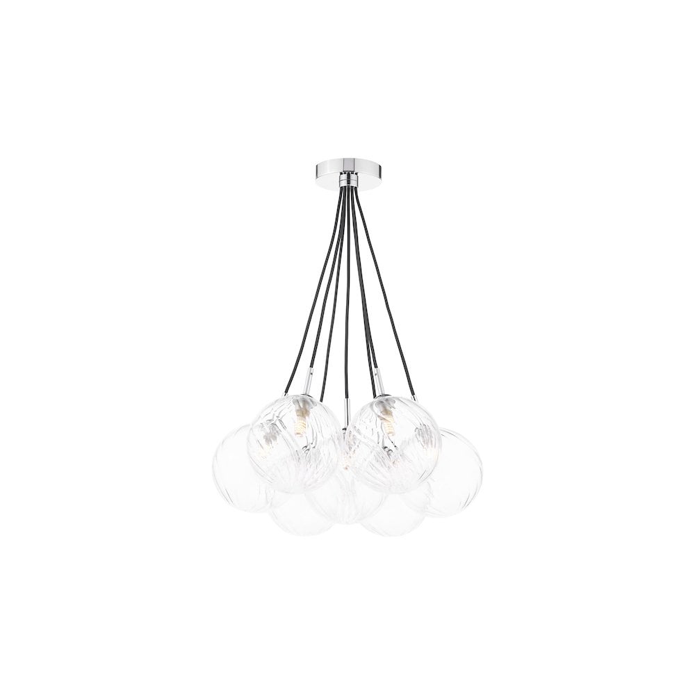 ELP342-22 Elpis 7 Light Cluster Pendant Polished Chrome and Twisted Glass
