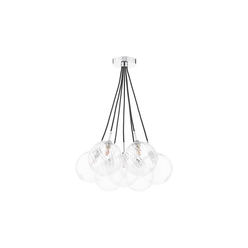 ELP342-22 Elpis 7 Light Cluster Pendant Polished Chrome and Twisted Glass