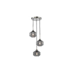 FAB0338 Fabrienne 3 Light Cluster Pendant Satin Nickel and Smoked Glass