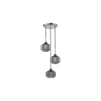 FAB0338 Fabrienne 3 Light Cluster Pendant Satin Nickel and Smoked Glass