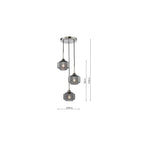 FAB0338 Fabrienne 3 Light Cluster Pendant Satin Nickel and Smoked Glass