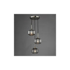 FAB0338 Fabrienne 3 Light Cluster Pendant Satin Nickel and Smoked Glass