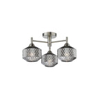 FAB5338 Fabrienne 3 Light Semi-Flush Satin Nickel and Smoked Glass