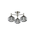 FAB5338 Fabrienne 3 Light Semi-Flush Satin Nickel and Smoked Glass