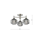 FAB5338 Fabrienne 3 Light Semi-Flush Satin Nickel and Smoked Glass