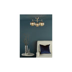 FAB5338 Fabrienne 3 Light Semi-Flush Satin Nickel and Smoked Glass