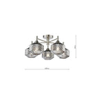 FAB5438 Fabrienne 5 Light Semi-Flush Satin Nickel and Smoked Glass