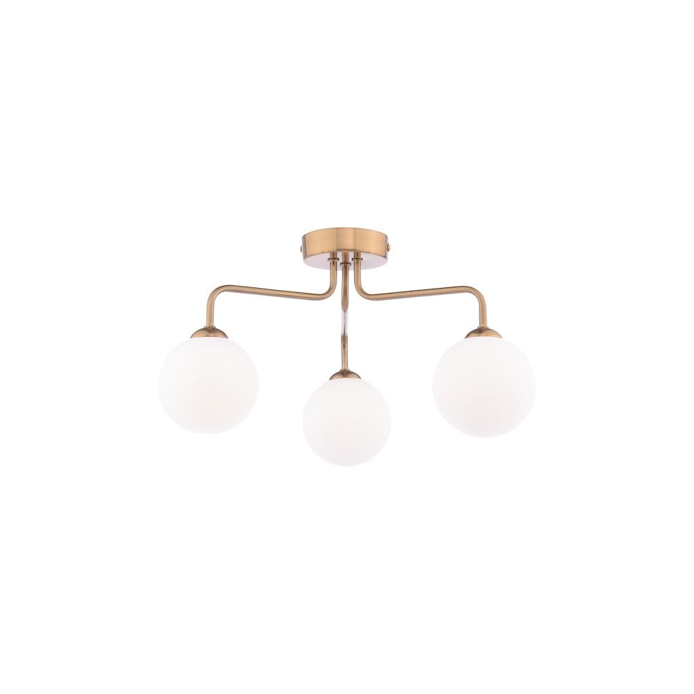 FEY0363-02 Feya 3 Light Semi-Flush Antique Bronze and Opal Glass