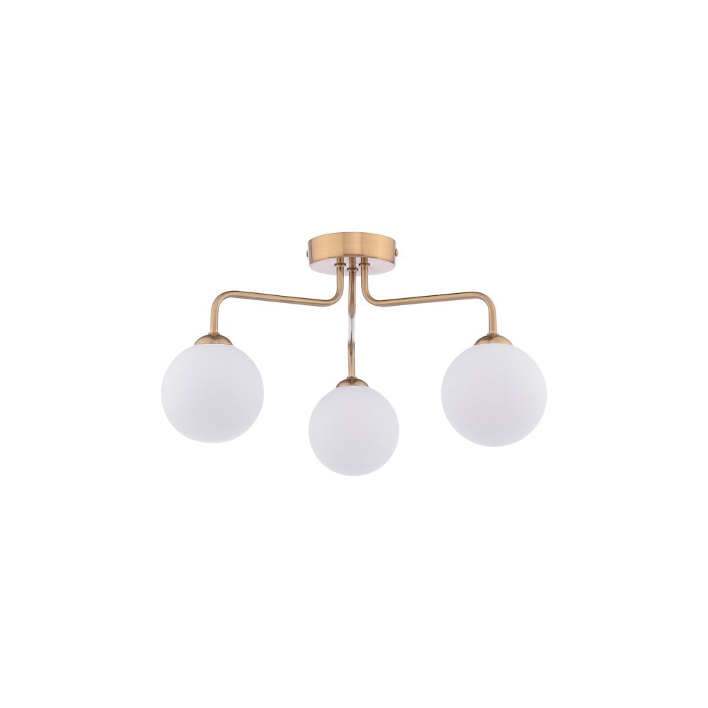 FEY0363-02 Feya 3 Light Semi-Flush Antique Bronze and Opal Glass
