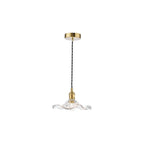 HAD0140-12 Hadano Pendant Natural Brass and Wavy Glass