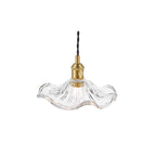 HAD0140-12 Hadano Pendant Natural Brass and Wavy Glass