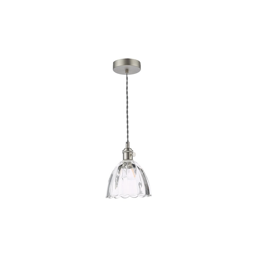 HAD0161-11 Hadano Pendant Antique Chrome and Scalloped Bell Glass