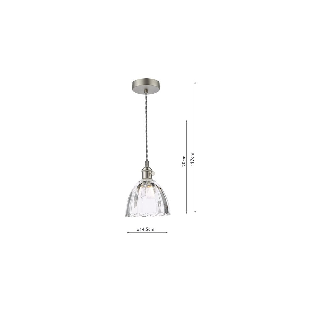 HAD0161-11 Hadano Pendant Antique Chrome and Scalloped Bell Glass