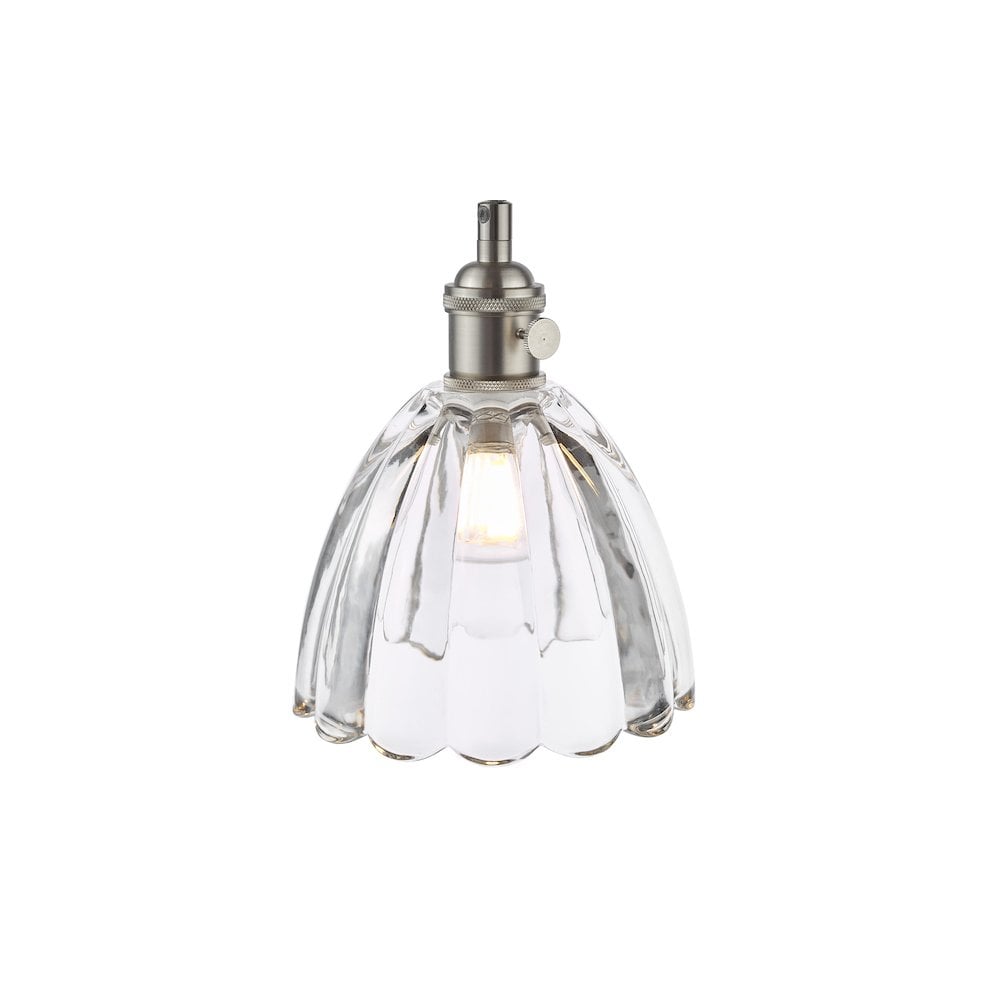 HAD0161-11 Hadano Pendant Antique Chrome and Scalloped Bell Glass