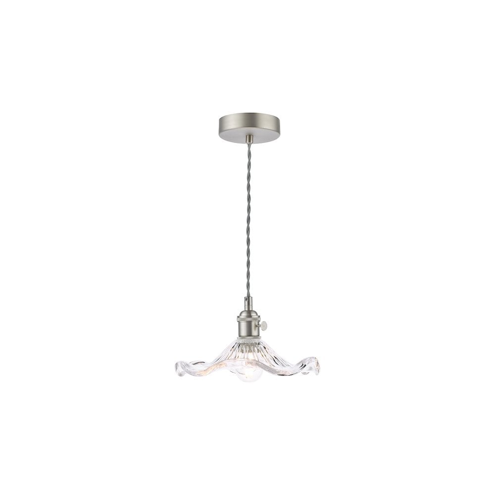 HAD0161-12 Hadano Pendant Antique Chrome and Wavy Glass