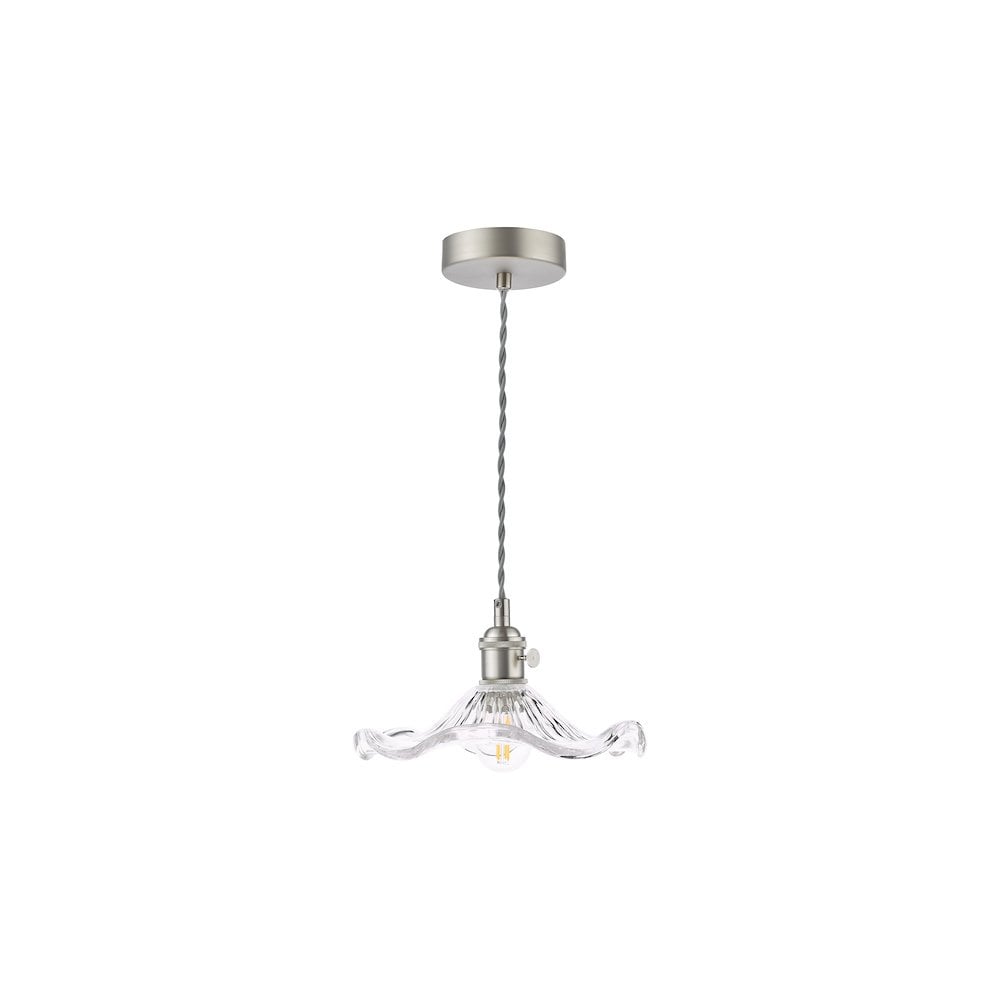 HAD0161-12 Hadano Pendant Antique Chrome and Wavy Glass