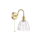 HAD0740-11 Hadano Wall Light Natural Brass and Scalloped Bell Glass