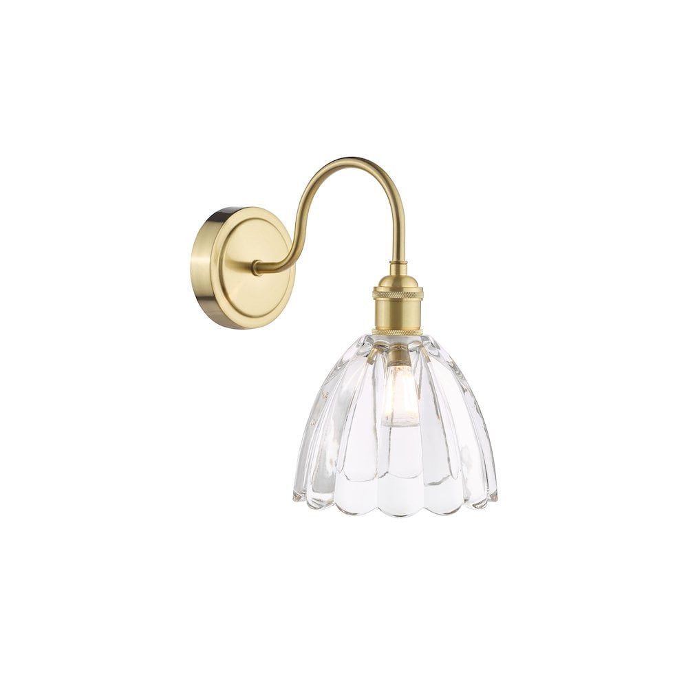HAD0740-11 Hadano Wall Light Natural Brass and Scalloped Bell Glass