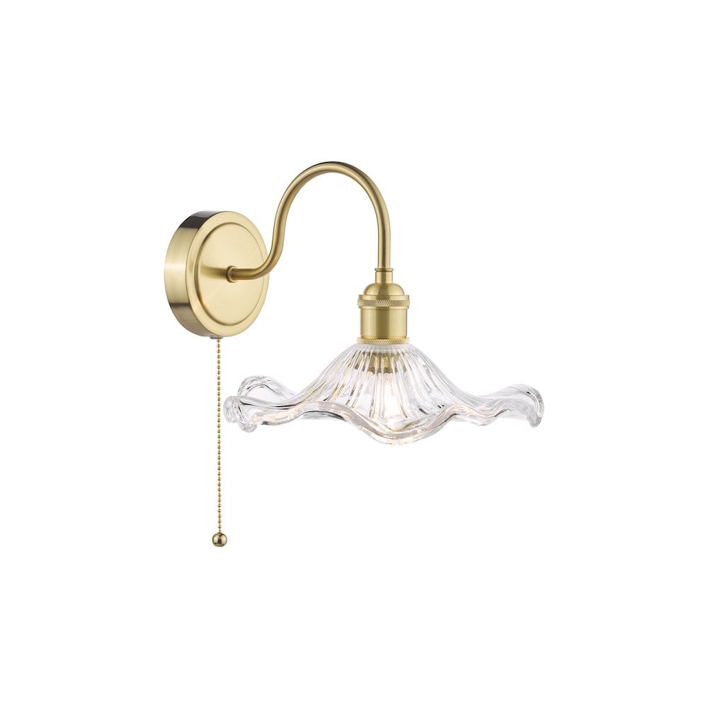 HAD0740-12 Hadano Wall Light Natural Brass and Wavy Glass