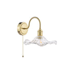 HAD0740-12 Hadano Wall Light Natural Brass and Wavy Glass